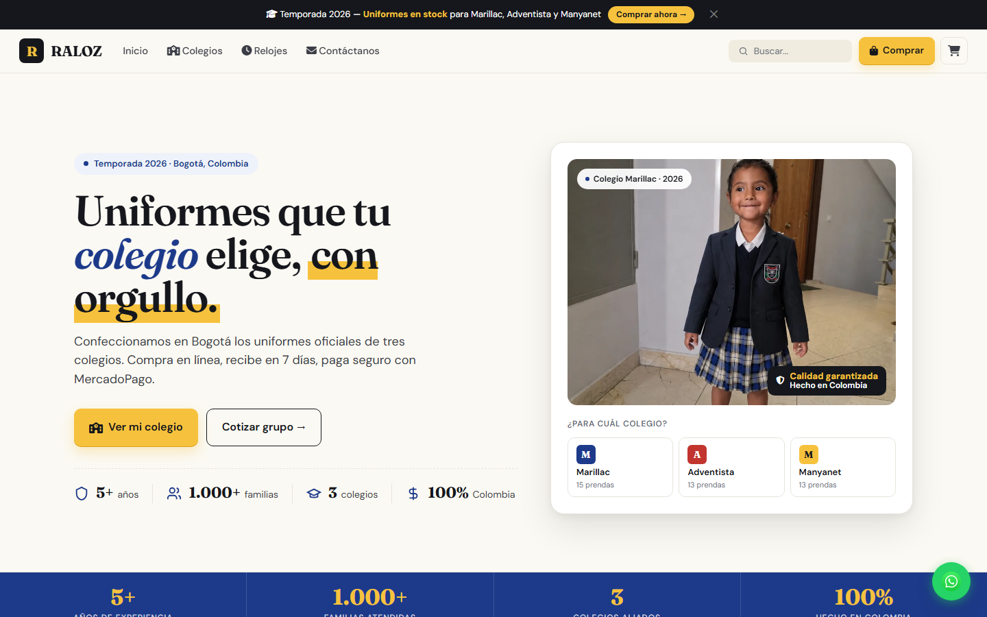 Captura del proyecto Raloz COL SAS